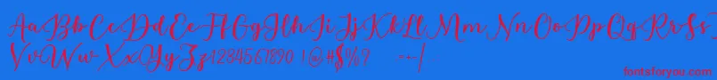 Estafet Letter Script-Schriftart – Rote Schriften auf blauem Hintergrund