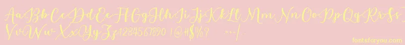 Estafet Letter Script Font – Yellow Fonts on Pink Background