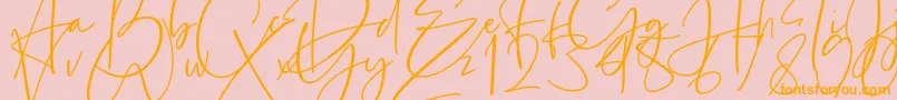 Estefin-Schriftart – Orangefarbene Schriften auf rosa Hintergrund