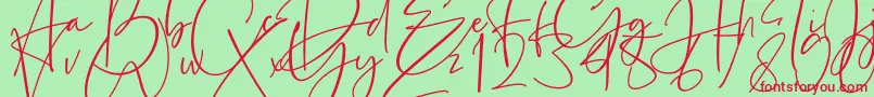 Estefin-Schriftart – Rote Schriften auf grünem Hintergrund