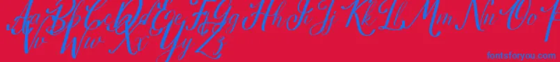 Estella Font – Blue Fonts on Red Background