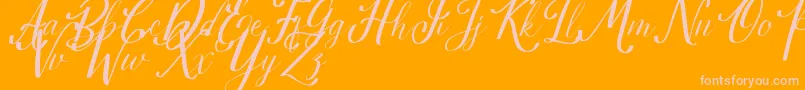Estella-Schriftart – Rosa Schriften auf orangefarbenem Hintergrund