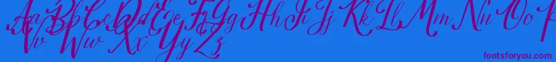 Estella-Schriftart – Violette Schriften auf blauem Hintergrund