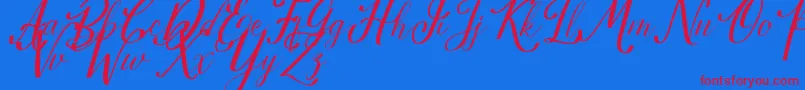 Estella-Schriftart – Rote Schriften auf blauem Hintergrund