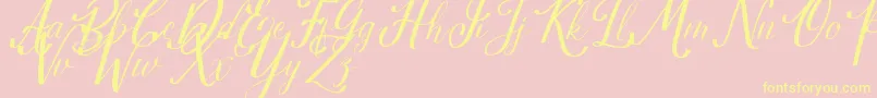 Estella-Schriftart – Gelbe Schriften auf rosa Hintergrund