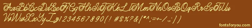 Estonia-fontti – keltaiset fontit ruskealla taustalla