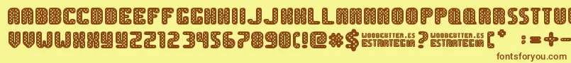 Estrategia-fontti – ruskeat fontit keltaisella taustalla
