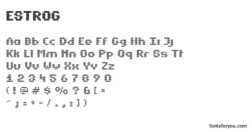 Czcionka ESTROG   (126116) – alfabet, cyfry, specjalne znaki