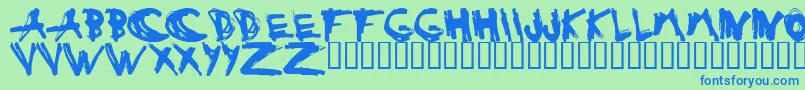 ESTUH   -fontti – siniset fontit vihreällä taustalla