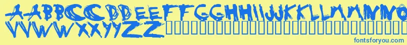 ESTUH   -fontti – siniset fontit keltaisella taustalla