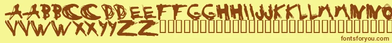 ESTUH   -fontti – ruskeat fontit keltaisella taustalla