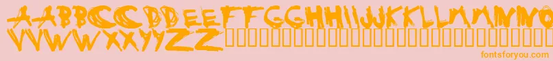 ESTUH   -Schriftart – Orangefarbene Schriften auf rosa Hintergrund