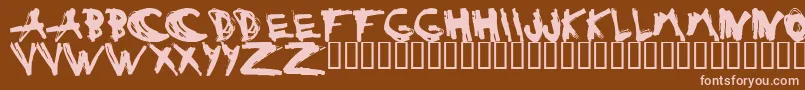 ESTUH   -fontti – vaaleanpunaiset fontit ruskealla taustalla