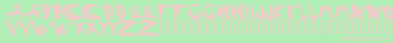 ESTUH   -fontti – vaaleanpunaiset fontit vihreällä taustalla
