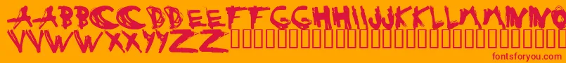 Fonte ESTUH    – fontes vermelhas em um fundo laranja