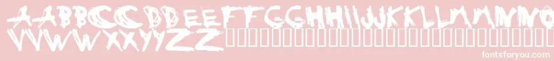 ESTUH   -fontti – valkoiset fontit vaaleanpunaisella taustalla