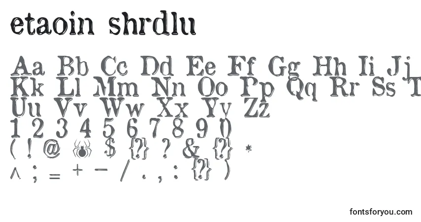 Czcionka Etaoin shrdlu – alfabet, cyfry, specjalne znaki