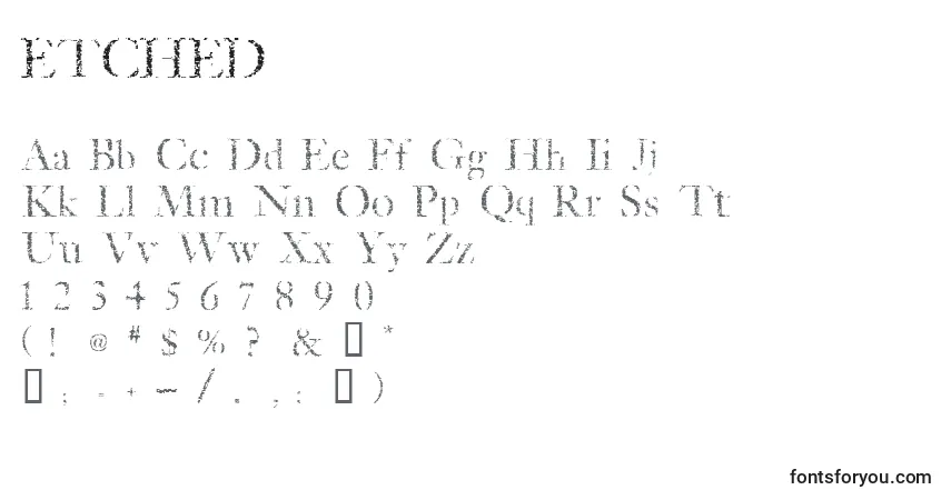 Schriftart ETCHED   (126120) – Alphabet, Zahlen, spezielle Symbole