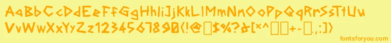 フォントEtchstone Regular – オレンジの文字が黄色の背景にあります。