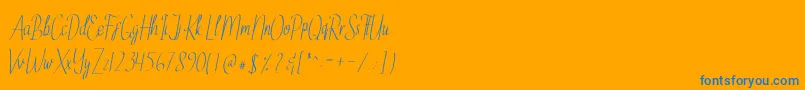 EthelyneItalic-Schriftart – Blaue Schriften auf orangefarbenem Hintergrund