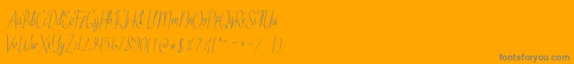 EthelyneItalic-Schriftart – Graue Schriften auf orangefarbenem Hintergrund