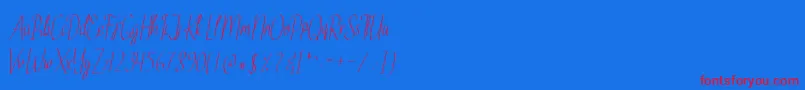 EthelyneItalic-Schriftart – Rote Schriften auf blauem Hintergrund