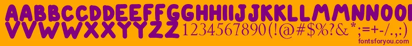 ETIENNE-fontti – violetit fontit oranssilla taustalla
