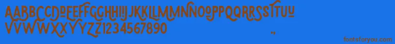 Eudora-Schriftart – Braune Schriften auf blauem Hintergrund