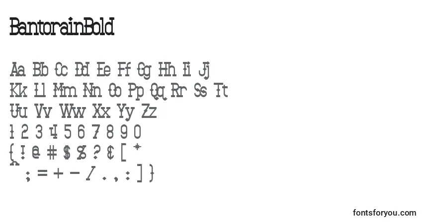 A fonte BantorainBold – alfabeto, números, caracteres especiais