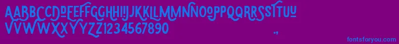 Eudora Font – Blue Fonts on Purple Background