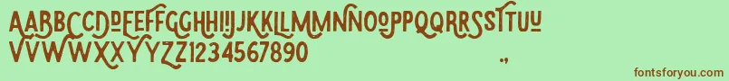 Fonte Eudora – fontes marrons em um fundo verde