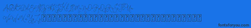 Eufora   Personal Use-Schriftart – Schwarze Schriften auf blauem Hintergrund