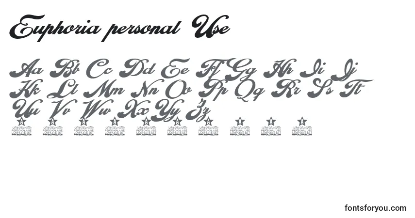 Шрифт Euphoria personal Use – алфавит, цифры, специальные символы