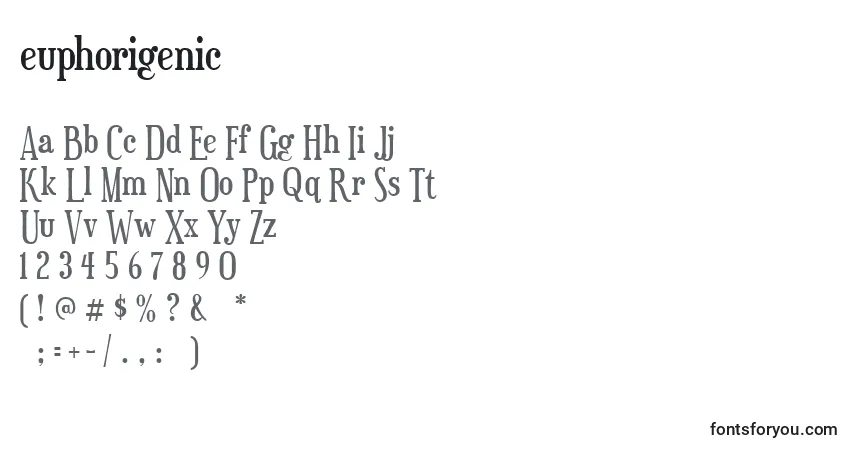 Шрифт Euphorigenic (126134) – алфавит, цифры, специальные символы
