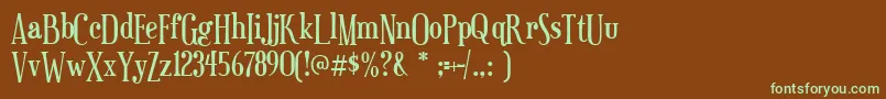 フォントeuphorigenic – 緑色の文字が茶色の背景にあります。