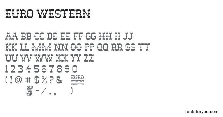 Schriftart Euro Western – Alphabet, Zahlen, spezielle Symbole