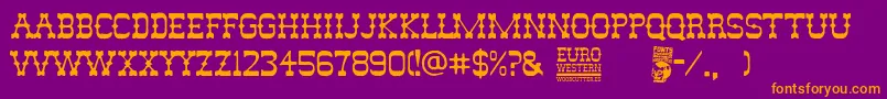 Euro Western Font – Orange Fonts on Purple Background