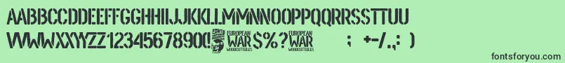 Шрифт European War – чёрные шрифты на зелёном фоне