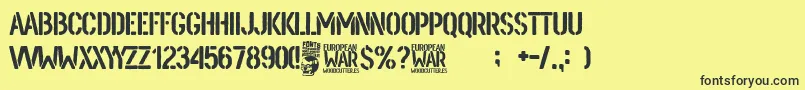 Шрифт European War – чёрные шрифты на жёлтом фоне