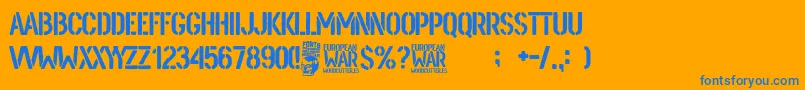European War Font – Blue Fonts on Orange Background