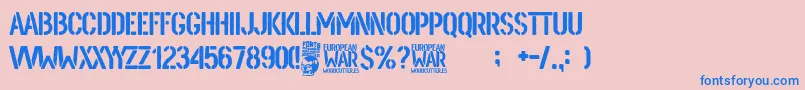 European War Font – Blue Fonts on Pink Background