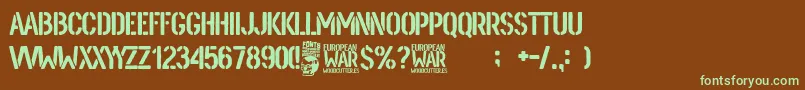 Fonte European War – fontes verdes em um fundo marrom