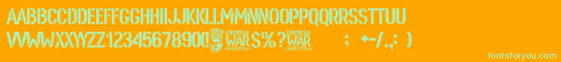 fuente European War – Fuentes Verdes Sobre Fondo Naranja