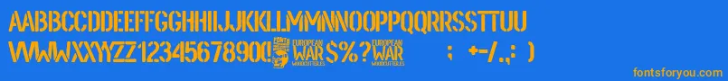 Шрифт European War – оранжевые шрифты на синем фоне