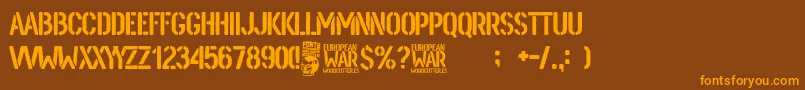 European War Font – Orange Fonts on Brown Background