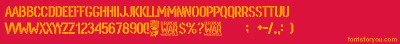 European War Font – Orange Fonts on Red Background