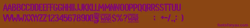 Шрифт European War – фиолетовые шрифты на коричневом фоне