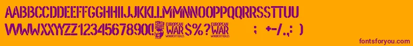 European War Font – Purple Fonts on Orange Background