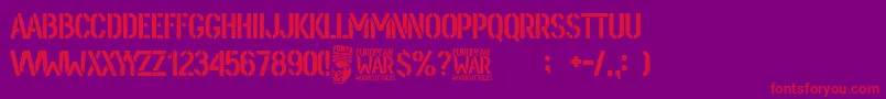 フォントEuropean War – 紫の背景に赤い文字