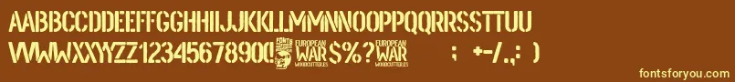 European War Font – Yellow Fonts on Brown Background